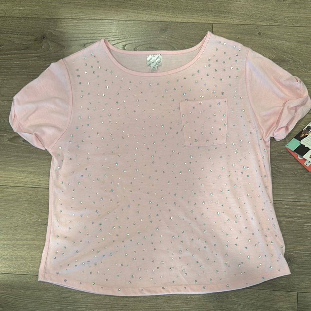 Pink Kids T-Shirt with Rhinestone Accents